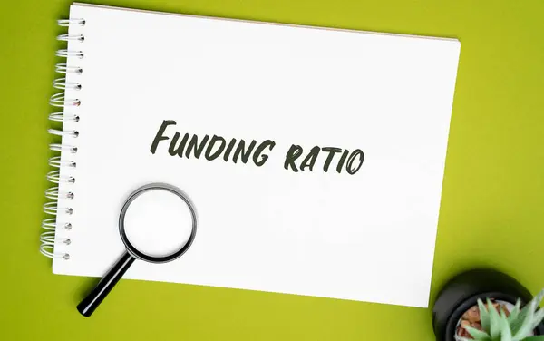 stock image Funding ratio concept. Pension funds current financial position, expressing the ratio between available assets and liabilities.