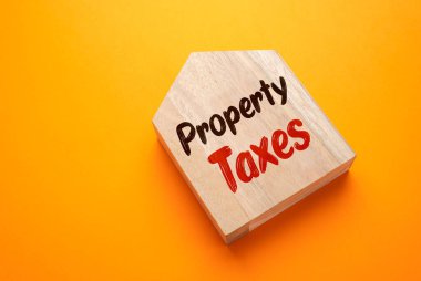 Property tax and house figure. Real estate levies, homeownership costs, and financial obligations for residential or commercial properties. Mortgage costs, and fiscal responsibilities. clipart