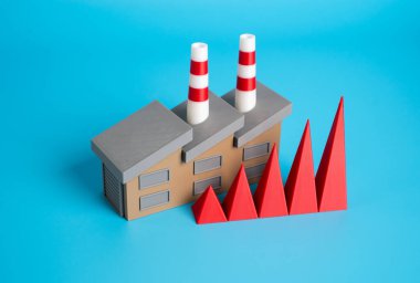 Endüstriyel bitki ve büyüme grafiği. Üretim üretiminde artış. Yatırımlar ve girişimin gelişimi. Çalışan sermayenin büyümesi ya da borçlar. İş büyümesi, artan yatırımlar