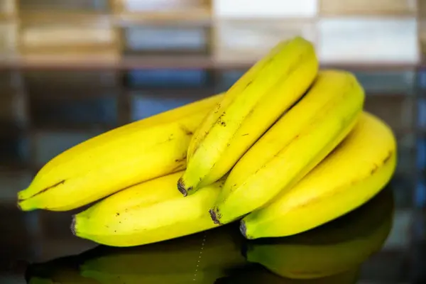 Ripe Yellow Banana Close Image Wood Background — Stock Photo, Image