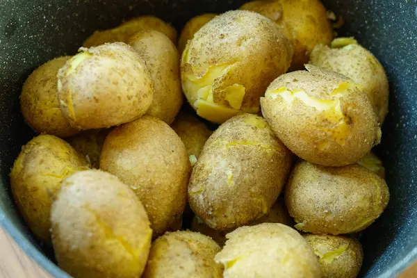 Boiled Potatoes Pot Kitchen Close Stock Image