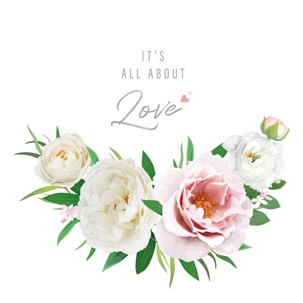 Elegant Floral Invite Greeting Card Watercolor Style Blush Pink Peony — Διανυσματικό Αρχείο