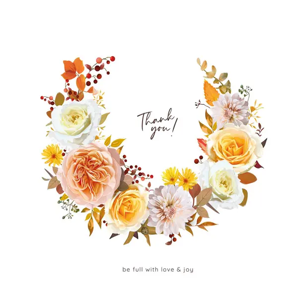 Herbstblumen Kranz Strauß Aquarell Vektor Florale Illustration Hochzeit Einladen Thanksgiving lizenzfreie Stockvektoren