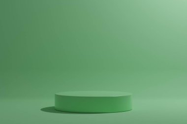 Minimum boş podyum ürün sunumu. Pedestal 3 boyutlu illüstrasyon. Üç boyutlu illüstrasyon, soyut tasvir. Ürün sunumu. 3D silindir podyum. Boş vitrin.