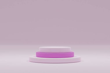 En az olay yeri. Asgari 3D görüntüleme. Ticari geçmiş. Podyum ve soyut arkaplanı olan minimalist bir sahne. 3D tasvir. 3D sahne gösterisi. Podyum sahne kaidesi veya platformu.