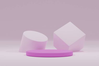 En az olay yeri. Asgari 3D görüntüleme. 3D tasvir. Podyum sahne kaidesi ya da platformu. Podyum ve soyut arkaplanı olan en küçük sahne. Geometrik şekilli sahne.