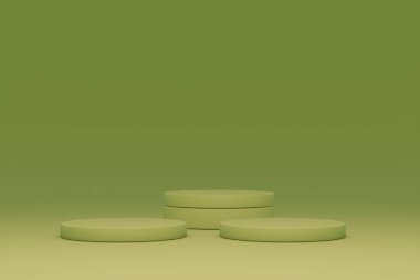 Podyum sahne kaidesi ya da platformu. Geometrik olan en küçük sahne. Asgari 3D görüntüleme. Soyut arkaplan. 3D görüntüleme. Geometrik şekilli sahne. 3d resimleme.