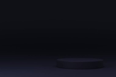 Podyum sahne kaidesi ya da platformu. Geometrik olan en küçük sahne. Asgari 3D görüntüleme. Soyut arkaplan. 3D görüntüleme. Geometrik şekilli sahne. 3d resimleme.