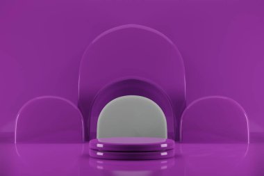  Abstract minimal studio 3d geometric shape object. Minimal empty background for product presentation. 3d render. Realistic 3D cylinder pedestal podium set with geometric set background. Pastel colors minimal scene. Display case.