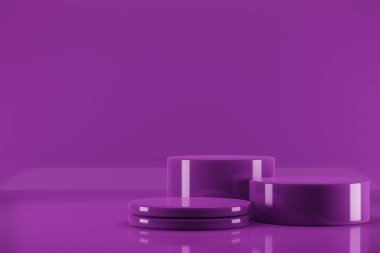 Geometric forms in modern minimal design. 3d rendering. Stage for advertising product display with copy space. Minimal empty background for product presentation. 3d render.Abstract room design.