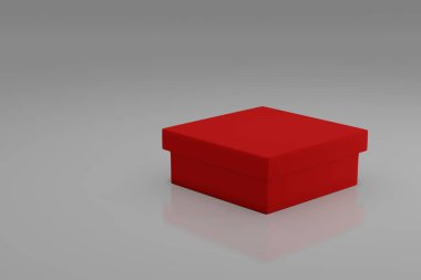 Bu 3D render, parlak ve modern tasarım projeleri için mükemmel, katı gri arkaplan üzerinde minimalist kırmızı bir kutu seti içerir. Basit ama çarpıcı kompozisyon, teknolojiden modaya çeşitli endüstrilerde çok yönlü kullanımına olanak sağlıyor..