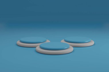 Bu 3D rengarenk geometrik şekillerin katı mavi arkaplana karşı minimalist bir şekilde dizilmiş bir derlemesini içerir. Cesur ve modern estetik gerektiren tasarım projeleri için mükemmel..