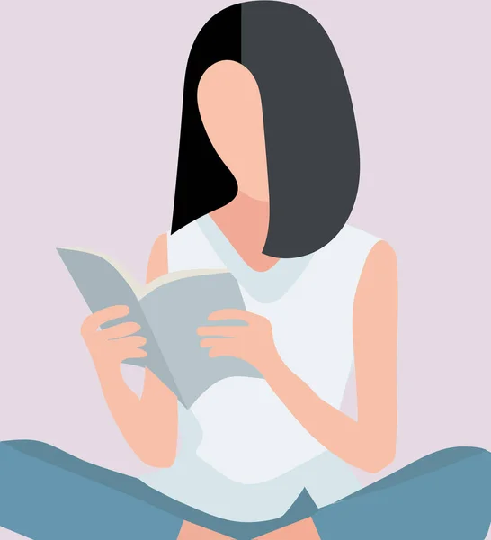 Mulher Sem Rosto Leitura Livro Ilustração Plana Simples — Fotografia de Stock