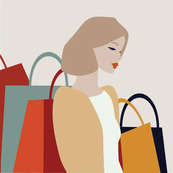 Tired Shopper with Shopping Bags Resting Illustration