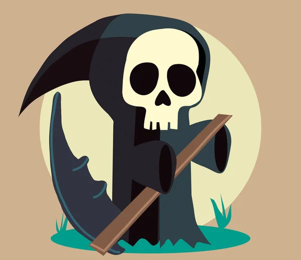 Roztomilé Malé Ponuré Reaper Ilustrace Bílé Pozadí — Stock fotografie