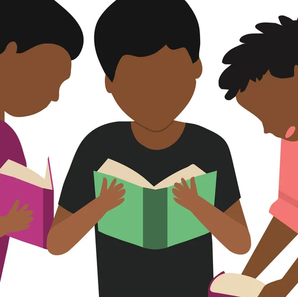 Group Three Boys Reading Books Together Illustration — Stock Photo, Image