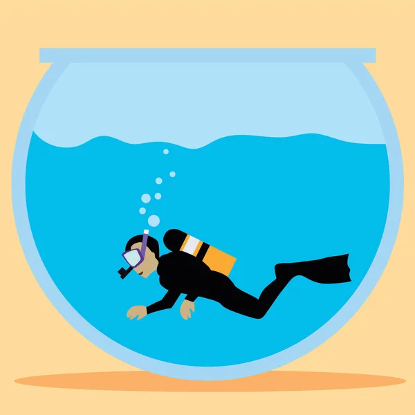 Чоловічий Диван Підводного Плавання Рибній Чаші Ілюстрація — стокове фото