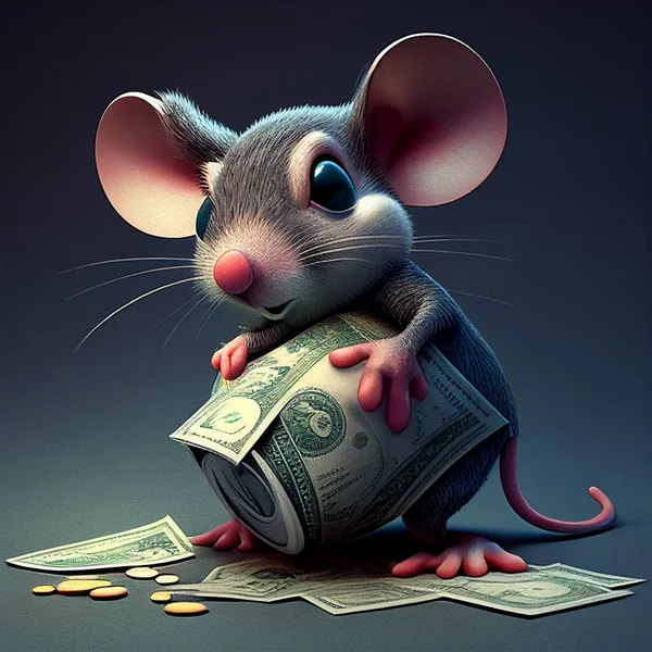 Digital Art Mouse with Money Illustration