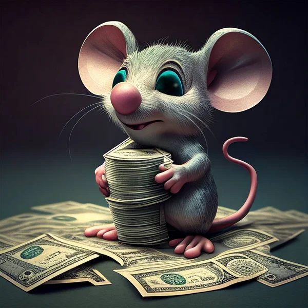 数码艺术鼠标与金钱图解 — 图库照片
