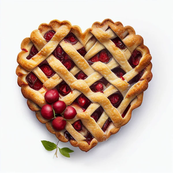 Heart Shaped Cherry Pie Lattice — Stock Photo, Image