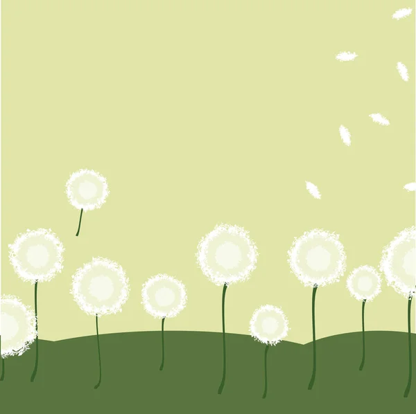 National Dandelion Day Field Dandelions Flat Vector Art Style Illustration — 스톡 사진