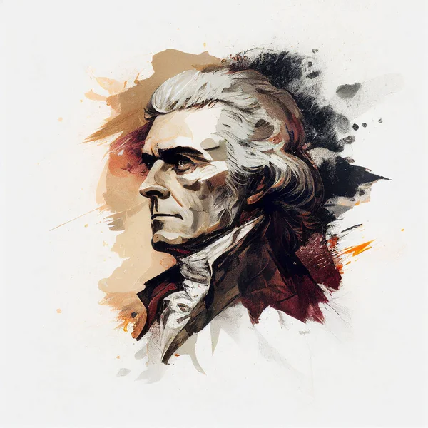 Digitální Umění Thomase Jeffersona Bílém — Stock fotografie