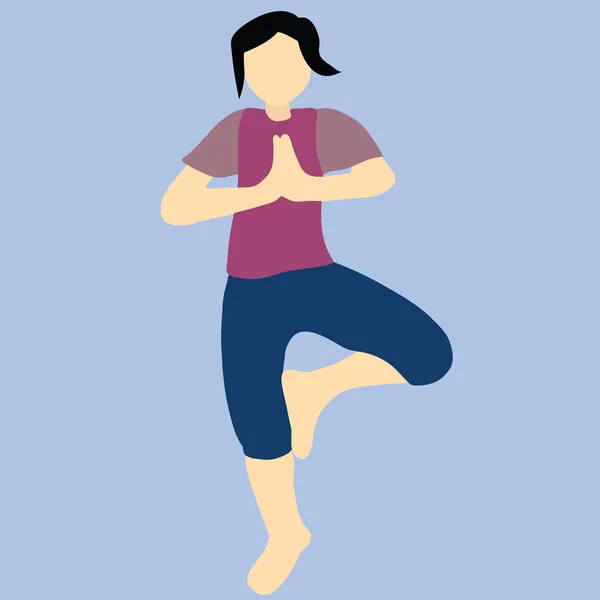 Kobieta Bez Twarzy Uprawiająca Jogę Pose Flat Simple Illustration — Zdjęcie stockowe