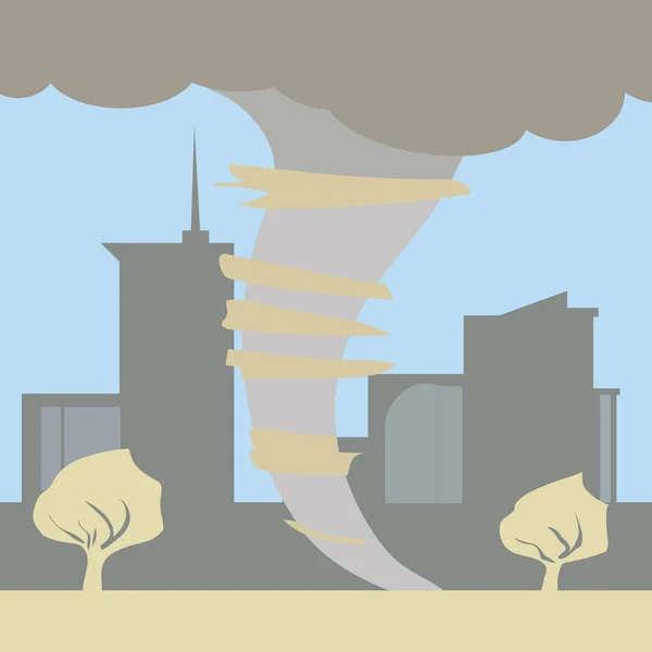 Cidade Scape Com Tornado Flat Ilustração Simples — Fotografia de Stock