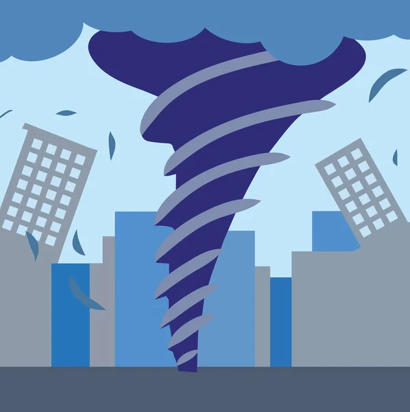 Ciudad Scape Con Tornado Plano Ilustración Simple — Foto de Stock