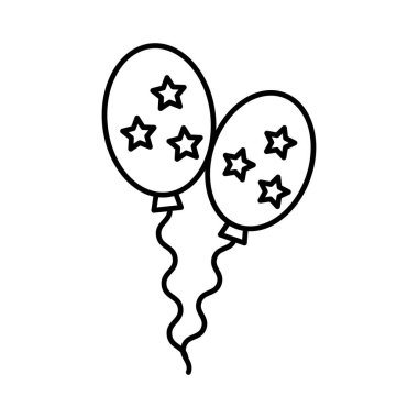 Doğum günü balonu simgesi logo çizgisi çizimi izole edildi