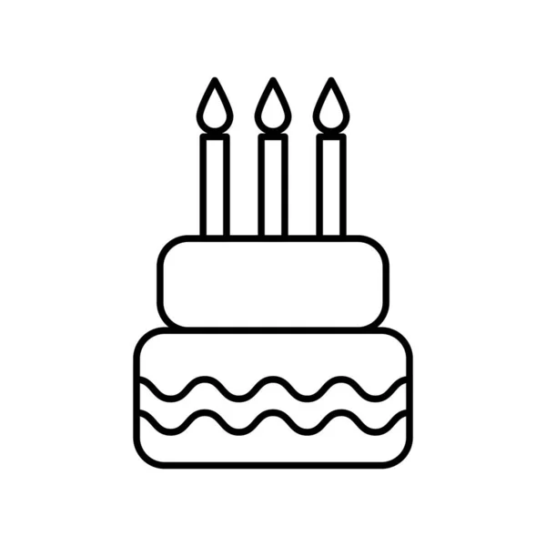 生日蛋糕图标标识线图解孤立 — 图库矢量图片