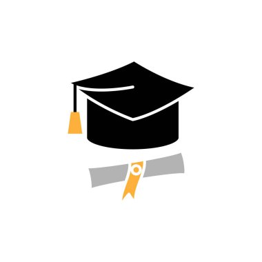 Mezuniyet simgesi logo tasarım şablonu izole edilmiş vektör illüstrasyonu