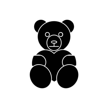 Teddy Bear siluet simgesi logo tasarım şablonu izole çizimi