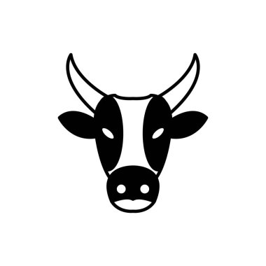 İnek simgesi çiftlik klibi tasarım şablonu izole edilmiş illüstrasyon