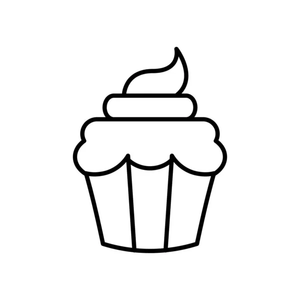 Cupcake Icône Ligne Conception Vectoriel Illustration Isolé — Image vectorielle