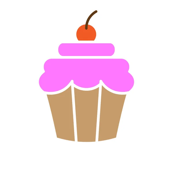 Απομονωμένη Διανυσματική Απεικόνιση Σχεδίασης Εικονιδίων Cupcake — Διανυσματικό Αρχείο