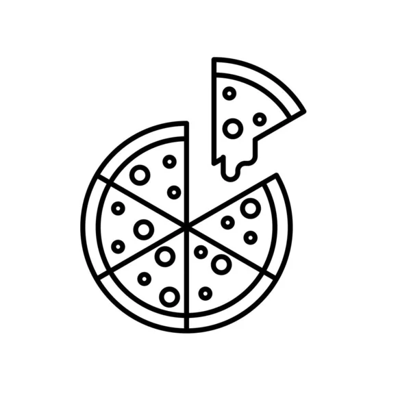 Modèle Conception Ligne Icône Pizza Illustration Vectorielle Isolée — Image vectorielle
