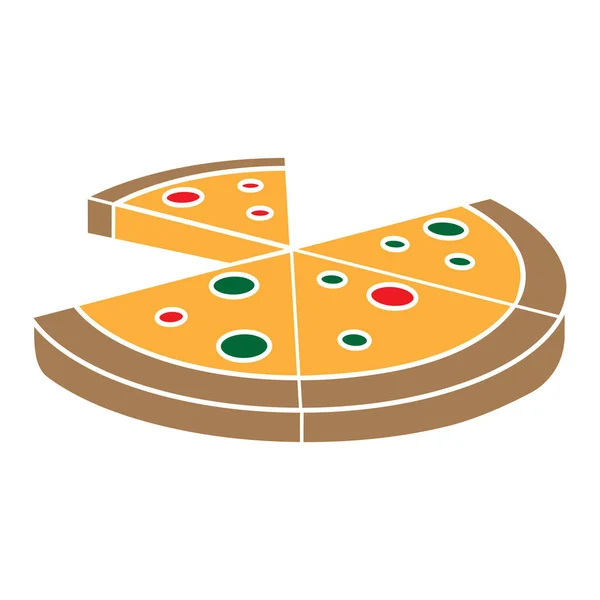 Ilustração Isolada Vetor Modelo Ícone Pizza — Vetor de Stock