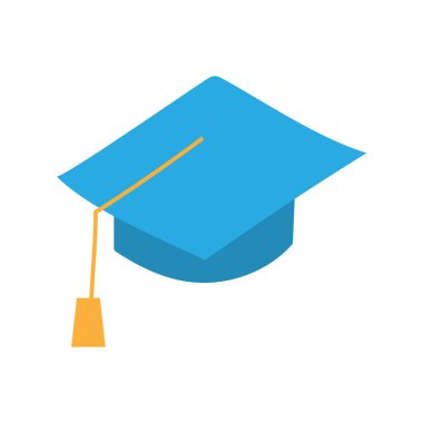 Mezuniyet şapkası çizilmiş Clipart çizimi izole edildi