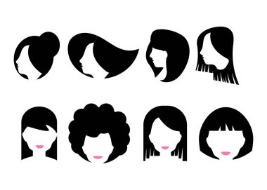 Beauty woman hair logo icon design illustration set