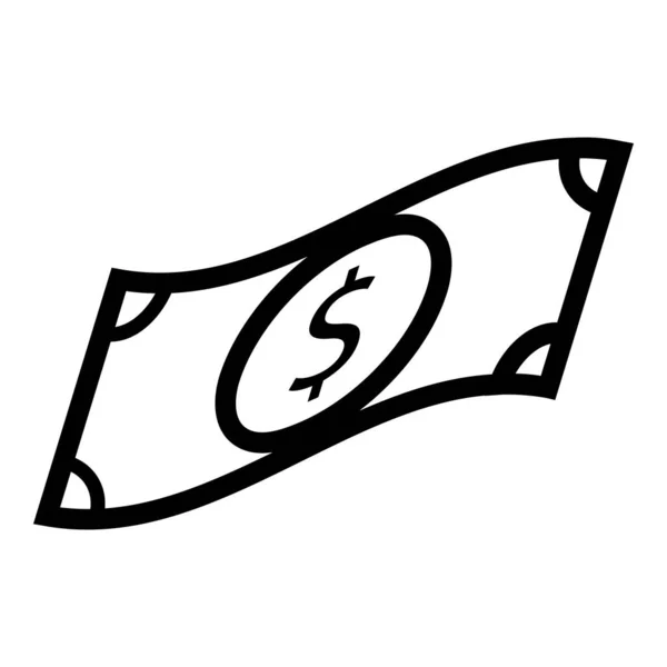 Dollaro Icona Contorno Illustrazione Disegno Vettoriale — Vettoriale Stock