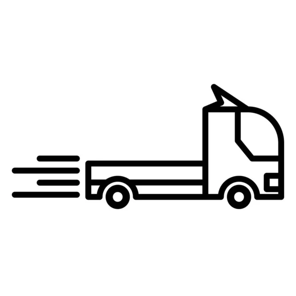Lungo Camion Icona Linea Disegno Modello Illustrazione Isolato — Vettoriale Stock