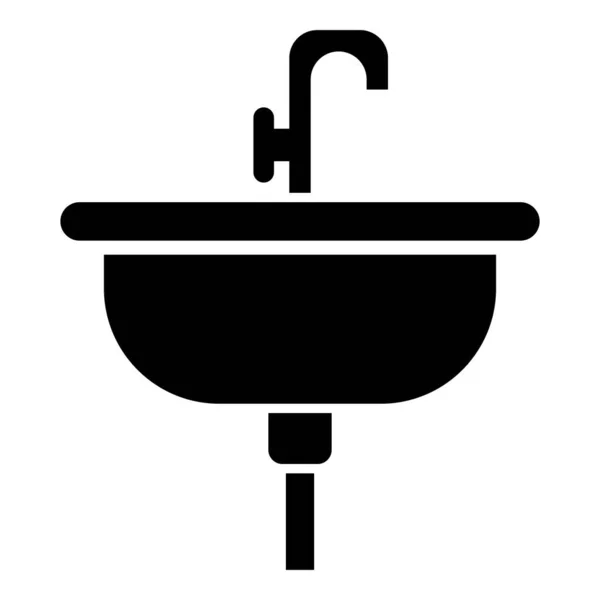 Sink Ícone Silhueta Modelo Design Isolado —  Vetores de Stock
