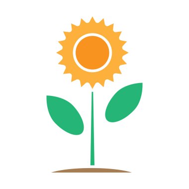 Ayçiçeği simgesi klipart tasarım şablonu izole edildi