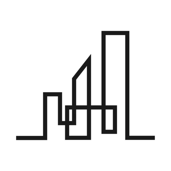Ουρανοξύστης Γραμμή Κτιρίου Εικονίδιο Κλιπ Σχεδιασμό Πρότυπο Διάνυσμα Απομονωμένο — Διανυσματικό Αρχείο