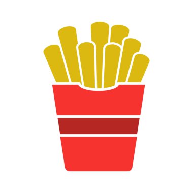 Patates kızartması ikon tasarımı şablon çizimi izole edildi