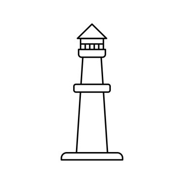 Deniz feneri simgesi çizgi şablonu izole illüstrasyon