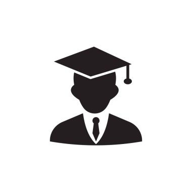 Üniversite öğrencisi mezuniyet simgesi tasarım şablonu izole edildi