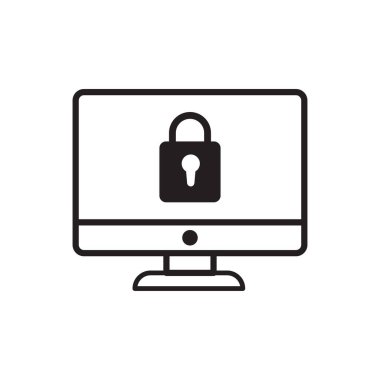 Kilit simgesi tasarım şablonuna sahip bilgisayar