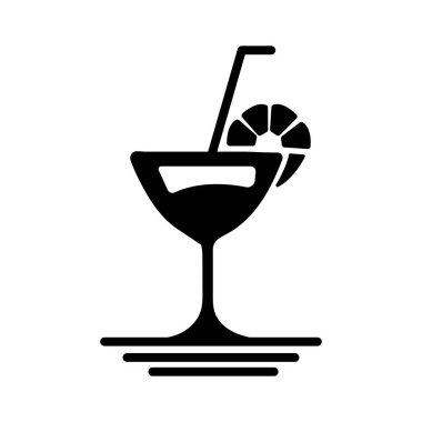 Limon içeceği ikonu tasarımı siluet şablonu çizimi
